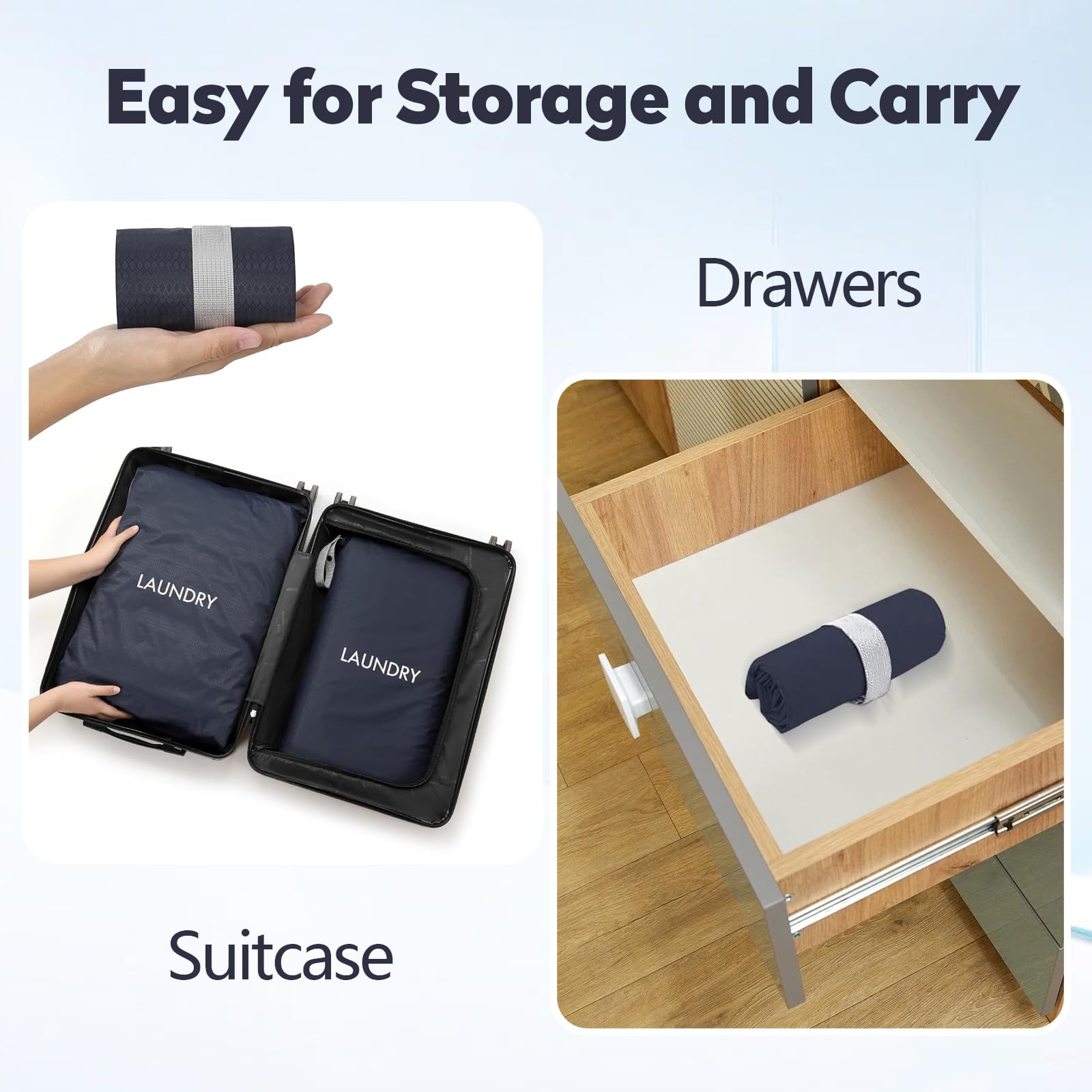 CANBOX Waszak voor op reis, 2 stuks, nylon waterdichte waszakken met rolsluiting, 2 maten, opvouwbare vuile waszak voor camping en reizen
