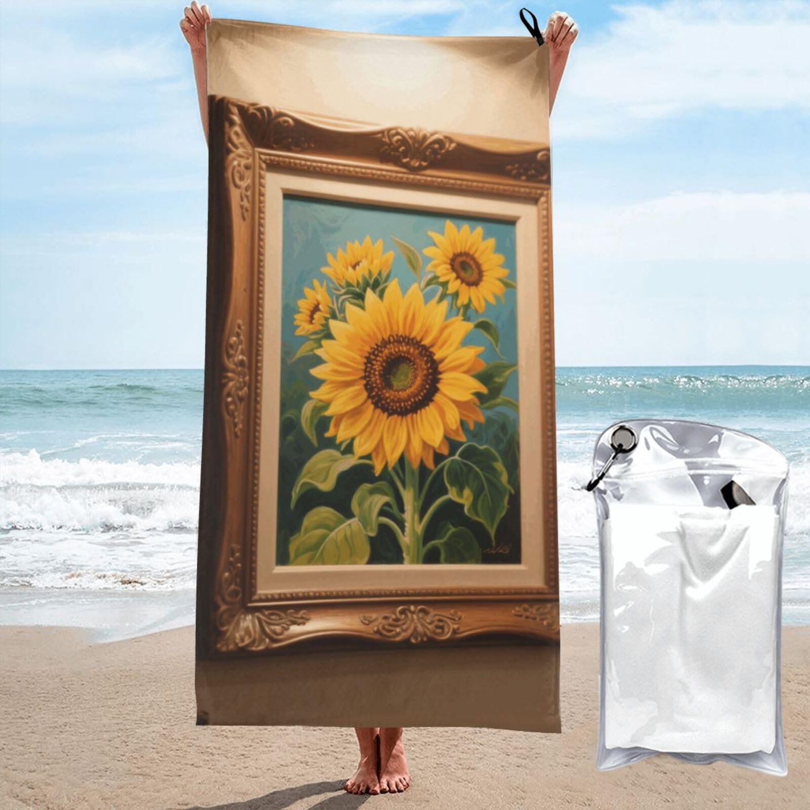 LMNGH Vintage Sunflowers Bath Towel Super Absorbent Quick Dry Bathroom Towel Sand Free Microfiber Beach Towels for Bathroom, Gym, Spa and Hotel Towel 27.5"x55"