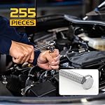 Homwin 255Pcs Kit de boulons et écrous en acier inoxydable, 1/4-20, 5/16-18, 3/8-16 Ensemble de boulon et d'écrous, Kit d'assortiment à vis assorties Argent