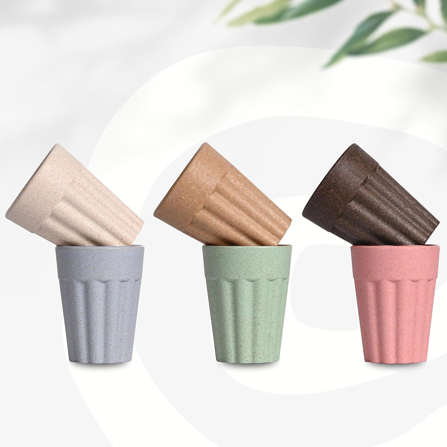 Set of 6 Earth-Friendly Cutting Chai Cups|100 ml|Coffee Cup Made with Rice Husk & Bamboo Fibers|Microwave Safe Tea Set|Hot & Cold Coffee Mug, Milk & Tea Cup Set|Multicolour-Pastel