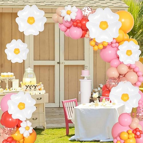 Miniatura 6 de Kit de guirnalda de arco de globos de margarita, 168 unidades, para el Día de la Madre, color rosa, naranja, amarillo, confeti, confeti, flores,
