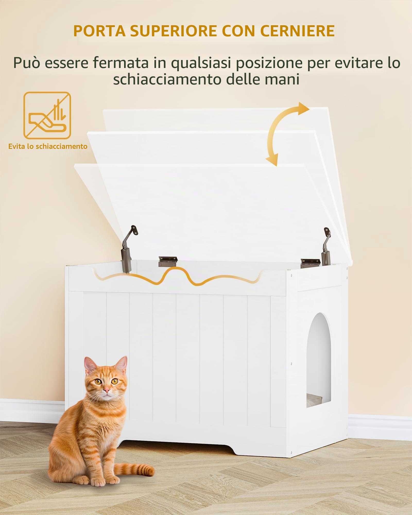 Hzuaneri Mobile Lettiera per Gatti, 70 cm Bianco Mobiletto per Lettiera | 70 x 50 x 53 cm Armadietto per Gatti, Con Apertura Superiore e Nascosta, Cuccia per Gatto da Interno, Contenitore, CB84803X
