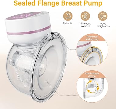 Kidken Hands-Free Electirc Breast Pump, Wearable Breast Pump of Baby Mouth with 5 Modes & 15 Levels,Portable Electric Breast Pumps - 19/21MM Flange (Pink and White, 1pcs)