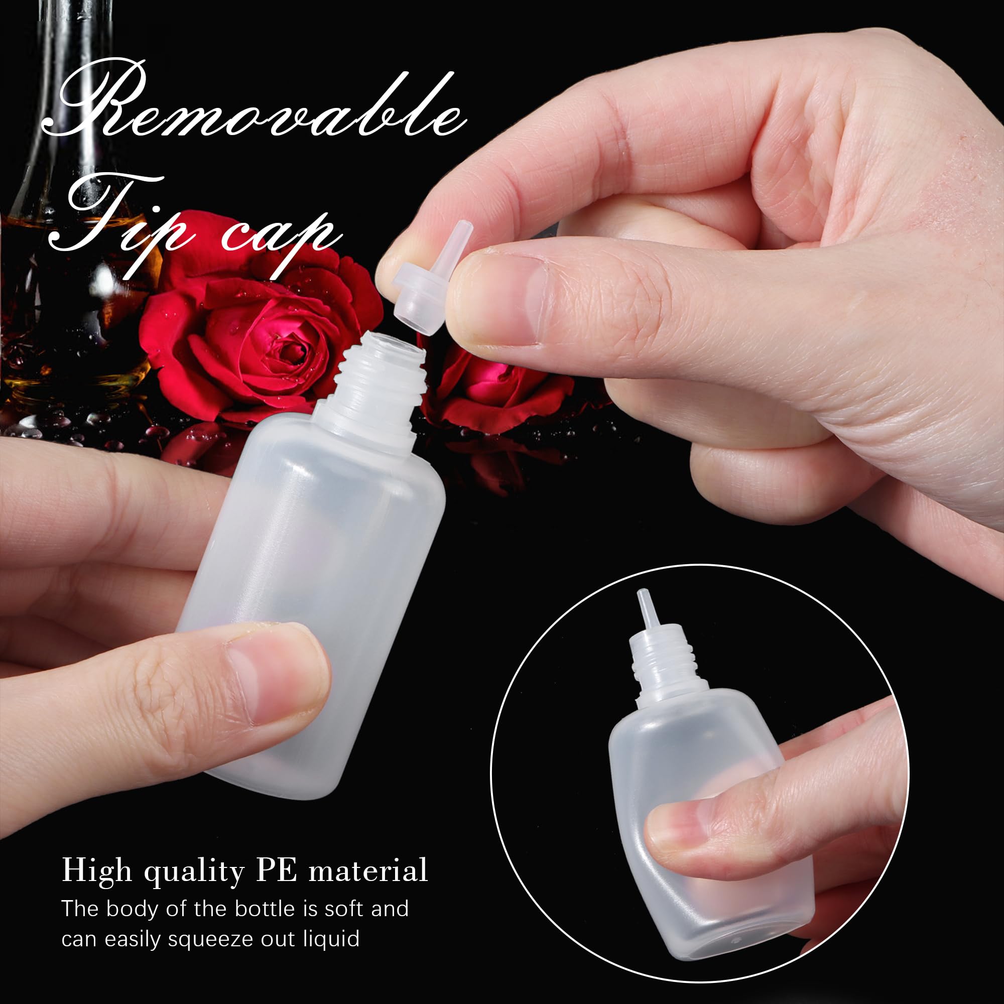YiliYa 20 Pezzi Contagocce Bottiglie,10ml/30ml/50ml/100ml Flaconi Vuoti Plastica Squeezable Liquidi con Imbuto Contagocce et Etichetta