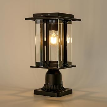 LUTEC Solar Lamp Post Light, 200 Lumens Dusk to Dawn Craftsman Style Post Light Waterproof Solar Powered with Pier Mount Base, Aluminum Post Lights Perfect for Outside