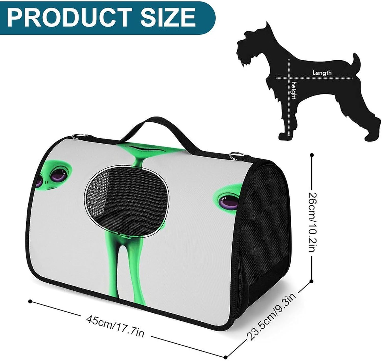 Pet Handbags, Green Alien Printed Pet Handbags,folding Pet Bags,new Pet Handbags,universal Pet Handbags, 45X26X23.5cm