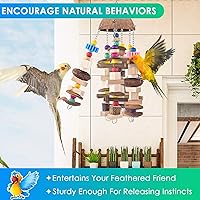 Vista 6 de KATUMO Juguetes para pájaros, loro grande africano gris madera masticable juguetes para guacamayos medianos a grandes pájaros