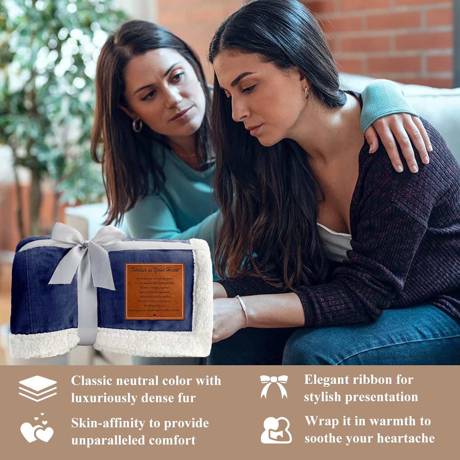 Forever in Your Heart Blue Sympathy Memorial Blanket, Ultra Soft Fleece Sympathy Gift for Loss of a Loved One, Thoughtful Bereavement Throw for Condolence & Grief Comfort (50”x60”) - Image 6