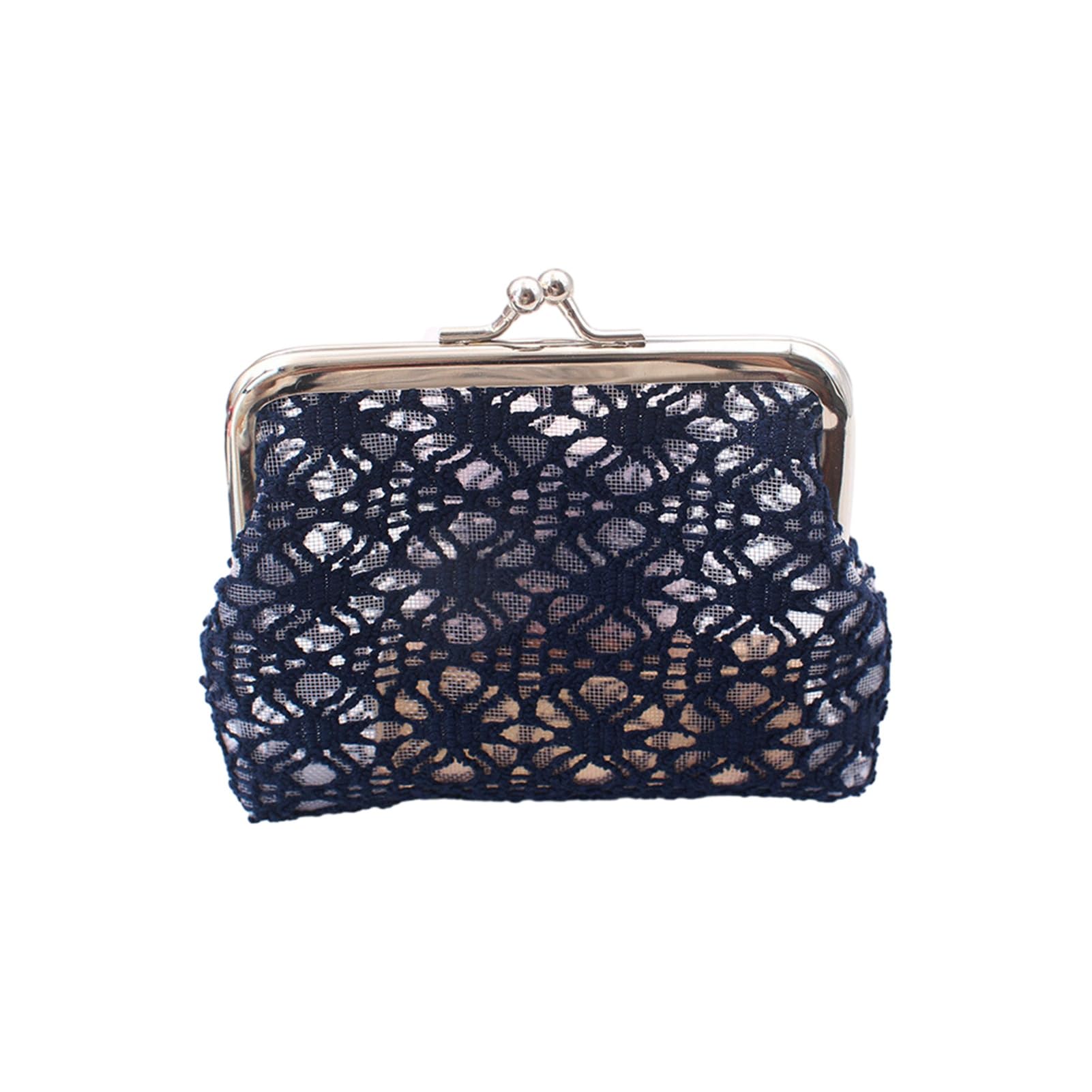 matumou Women Lace Coin Purse, Mesh Small Change Purse, Kiss Lock Closure Pouch for Cash Lipstick