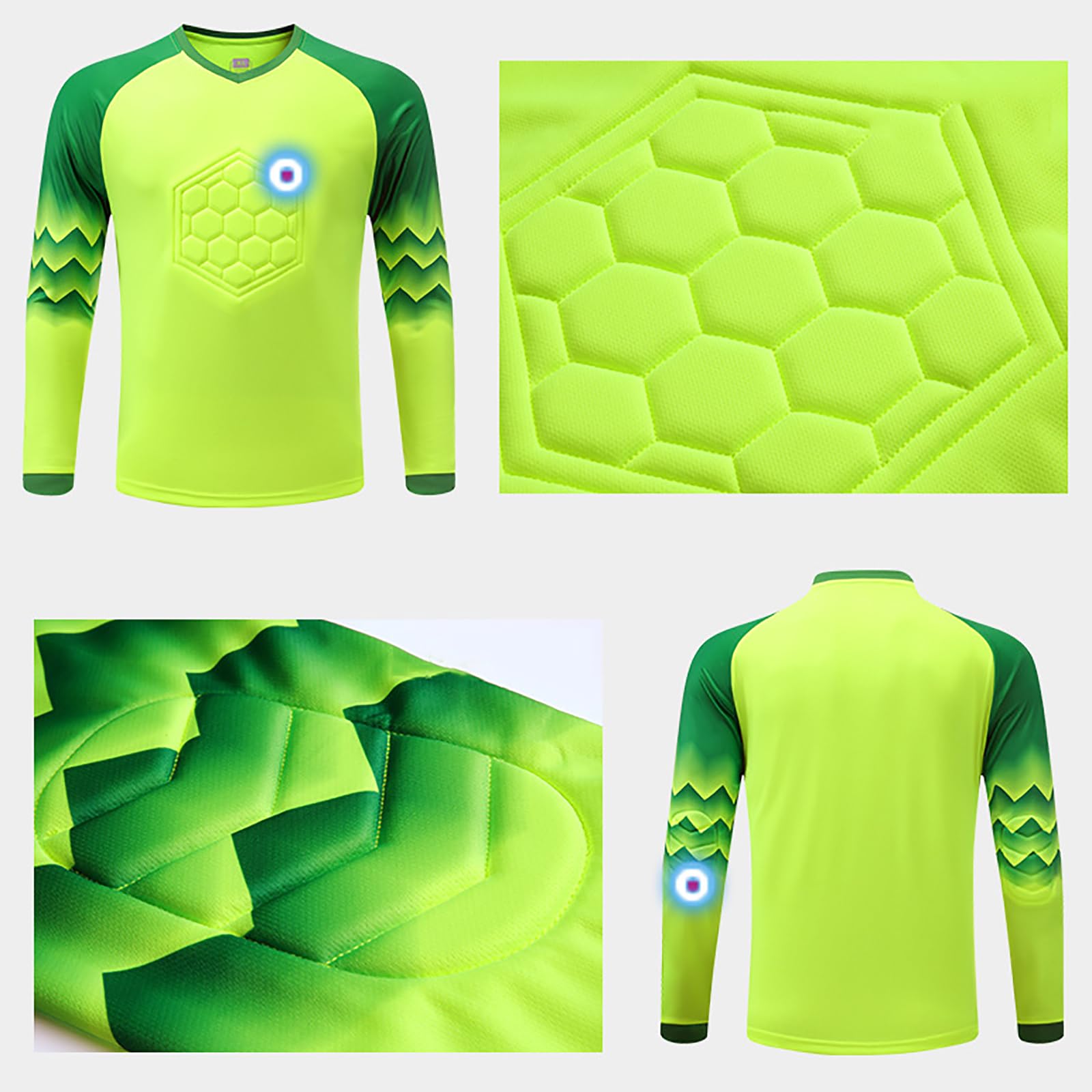 Unisexo Acolchado Camiseta Portero Fútbol Anticolisión Tops y Pantalones Traje Manga Larga para Protección Completa Cuerpo(Size:XXL,Color:Azul)