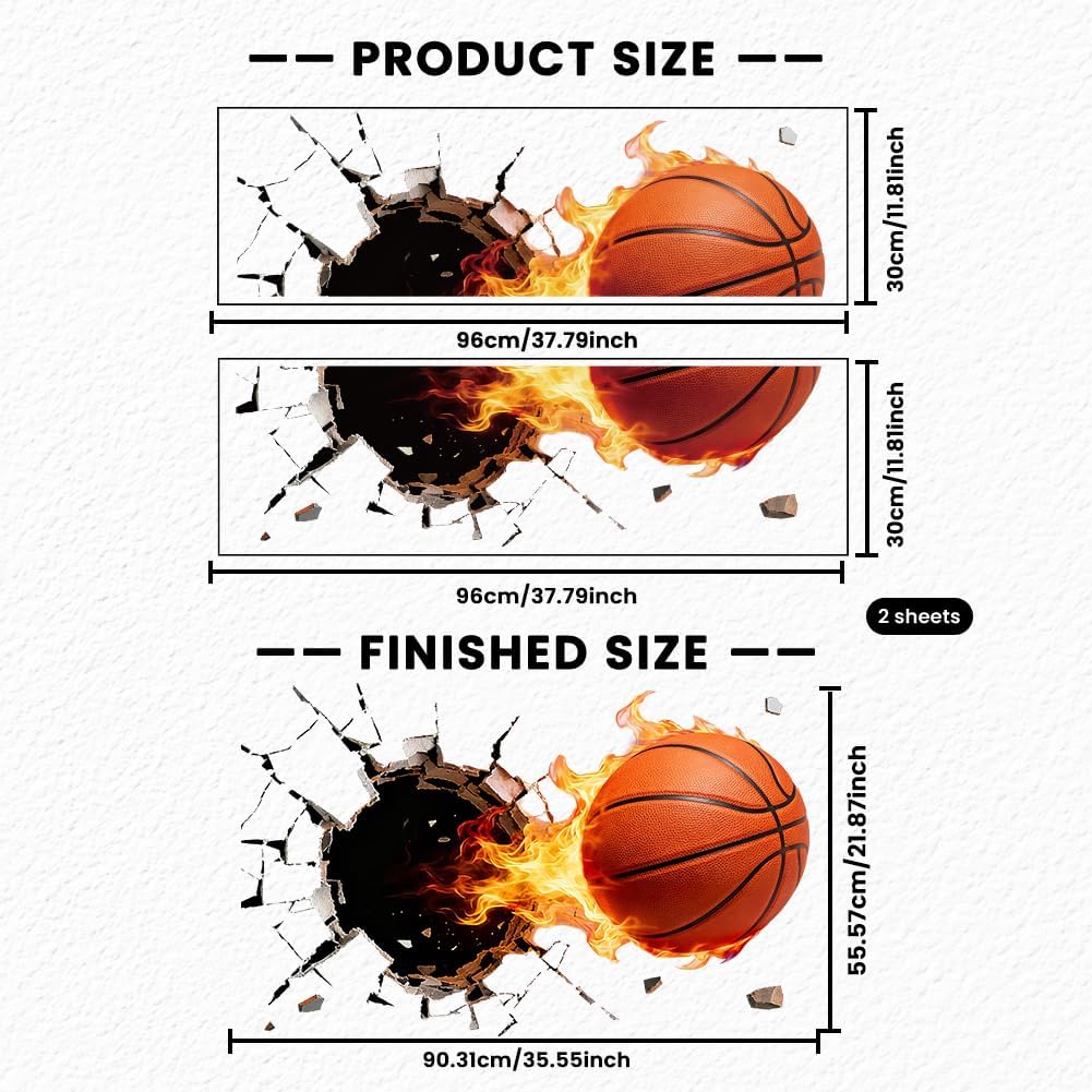 ANATTASOUL 2 Sheets 3D Wall Stickers Hole in The Wall Peel and Stick Removable Wall Murals Decal, 37.79"x11.8" Large Art Decor for Kitchen, Bedroom, Nursery, Bathroom, Office Decoration