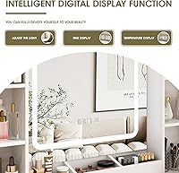 Vista 3 de Vabches Escritorio de tocador de maquillaje, espejo de tocador con luces, escritorio y silla, mesa de maquillaje con 3 cajones grandes y 2