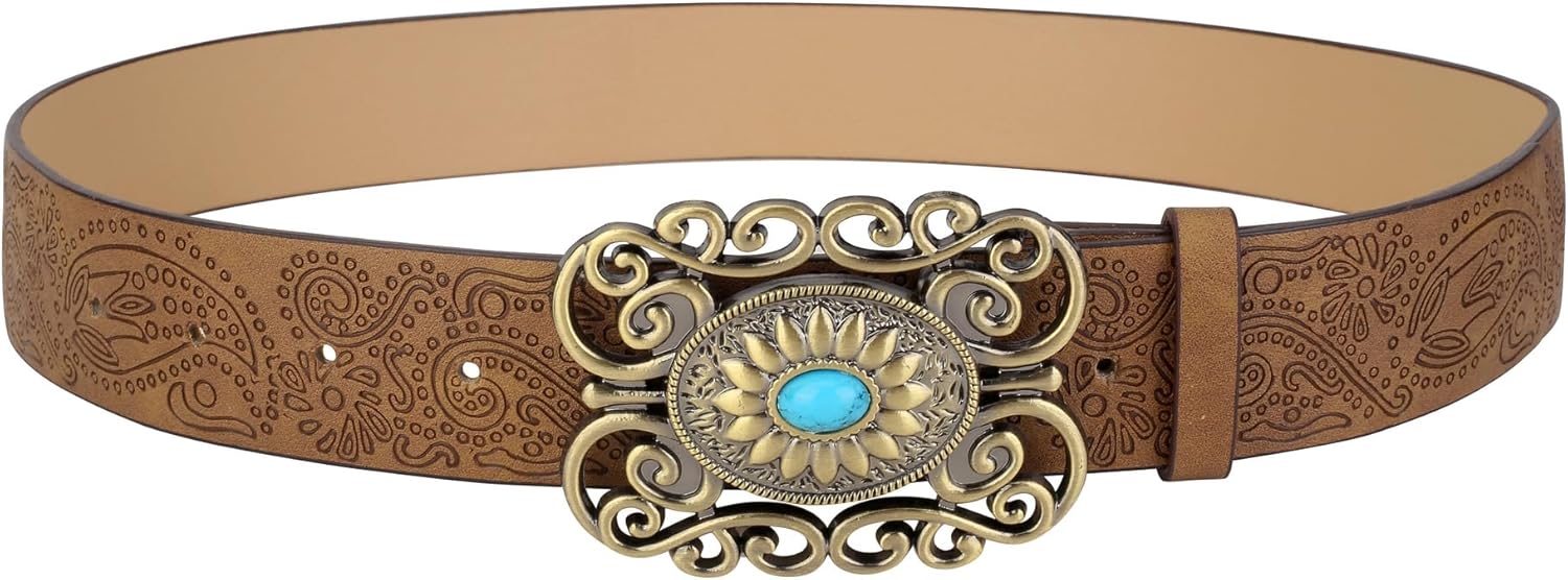 CHIC DIARY Women Western Leather Blet Cowgirl Country Belt Vintage Waist Belt for Jeans - Image 5