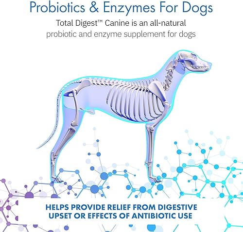 Miniatura 3 de Total Digest Probióticos caninos y enzimas para perros, fórmula de suplemento dietético para el sistema digestivo totalmente natural para perros