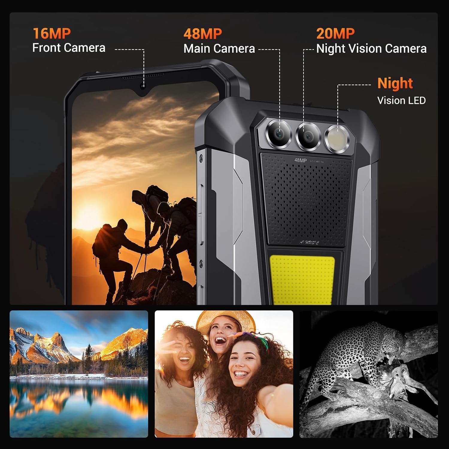 FOSSiBOT F106 Pro-12000mAh/30W Rugged Smartphone, 8+256GB/2TB Telefono indistruttibile, Display FHD+ da 6,58" 48MP+20MP Visione Notturna, 110dB Altoparlante, 512LM Luce da campeggio, IP68/IP69K