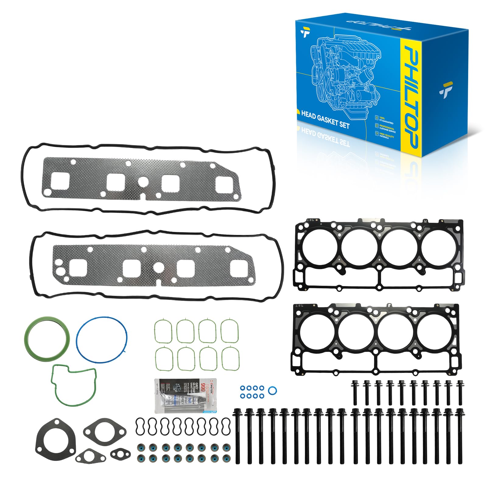 PHILTOP Head Gasket Kit for Dodge Ram 1500 2500 3500 2003-2008 5.7L | For Chrysler 300/Jeep Grand Cherokee/Magnum 2005-2008 5.7L, Charger Commander 2006-2008 5.7L, Durango Aspen, OE# HS26284PT