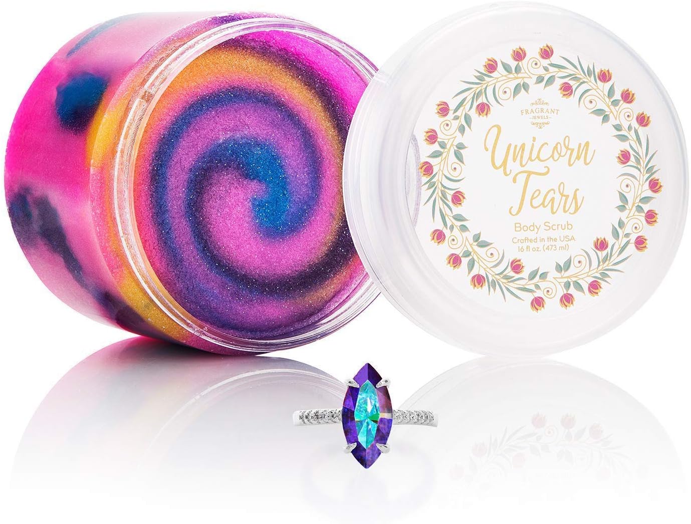 Fragrant Jewels Unicorn Tears Body Scrub with Collectible Ring (Size 5-10)