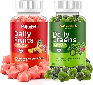 Superfood Fruits and Veggies Gummies (120 Chews), 12+ Superfruits & 30 Veggies, Fruit & Herbs, Fruit and Vegetable Vitamins, Non-GMO, Pectin-Based, Gluten-Free