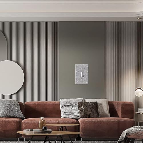 Miniatura 3 de (4 unidades) Cubierta de interruptor de luz de piedra de imitación de plata brillante, cubierta de placa de pared brillante