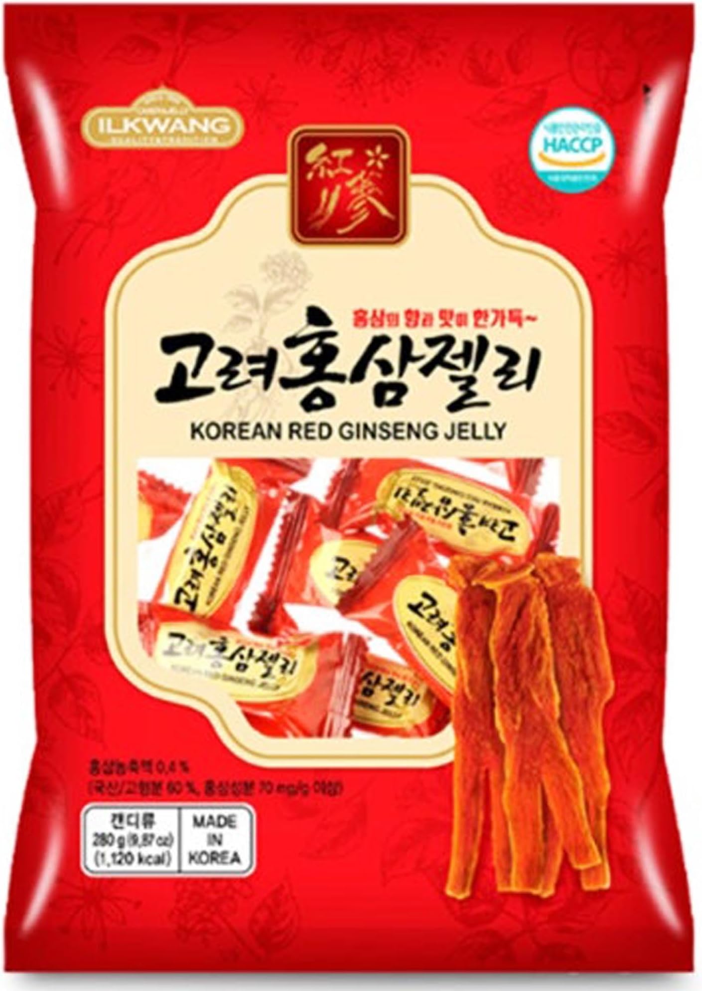 Korean Red Ginseng NATURAL CHEWS_CANDY_JELLY_280 grams (9.8oz)_Product of Korea_Individually Wrapped