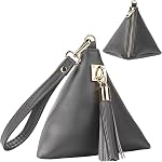 Women Leather Clutch Wallet Triangle Wristlet Purse with Wrist Strap