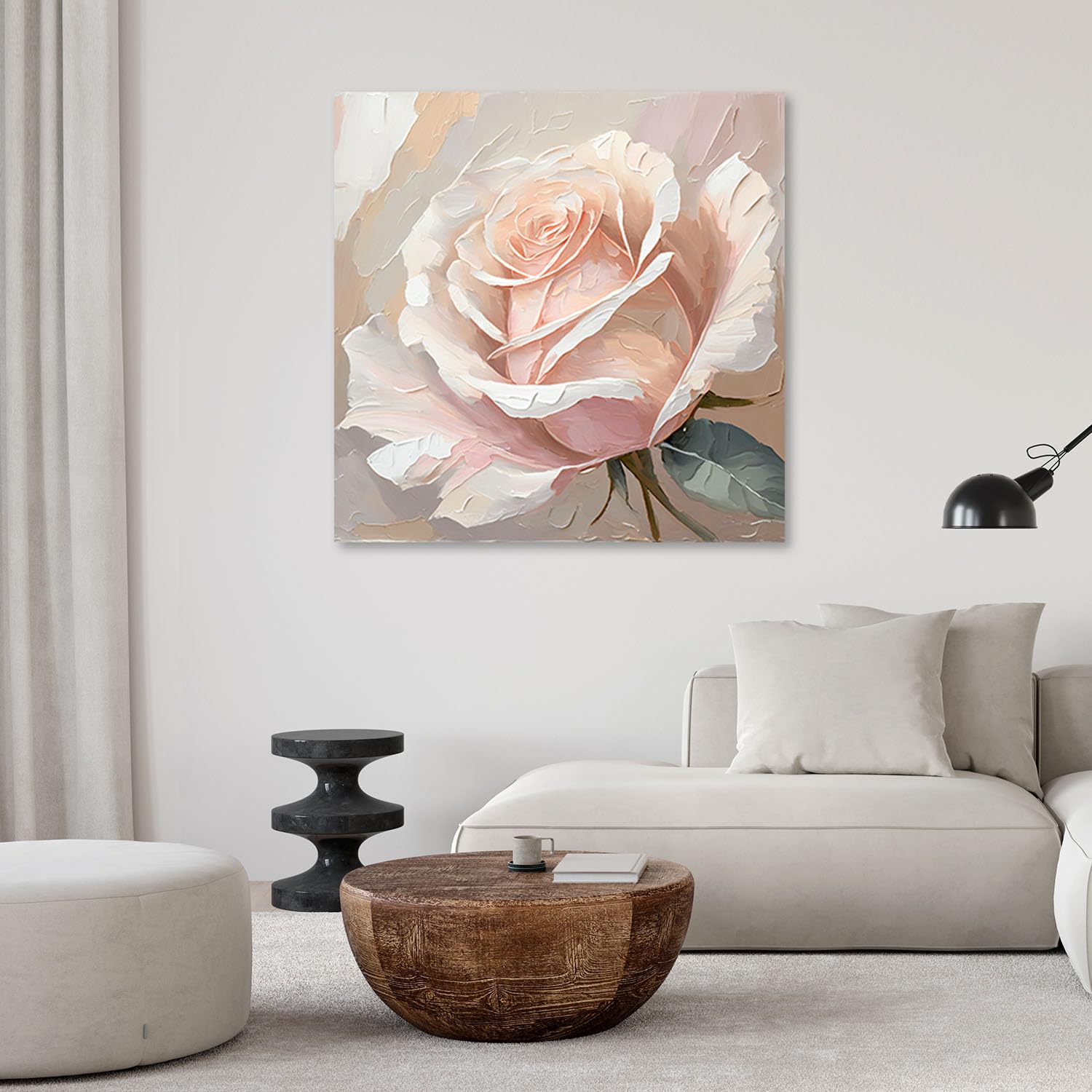 Feeby - Vlies - Leinwand Bilder - Gemalte Rose - 80x80 cm - Deko Wohnzimmer - Wandbilder Schlafzimmer - Deko Aesthetic - Wand Deko - Leinwand Groß - Deko Zimmer - Leinwandbilder XXL