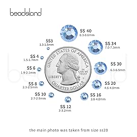 Beadsland Flat Back Crystal Rhinestones Round Gems for Nail Art and Craft Glue Fix, Light Blue, 10mm, SS50/144pcs