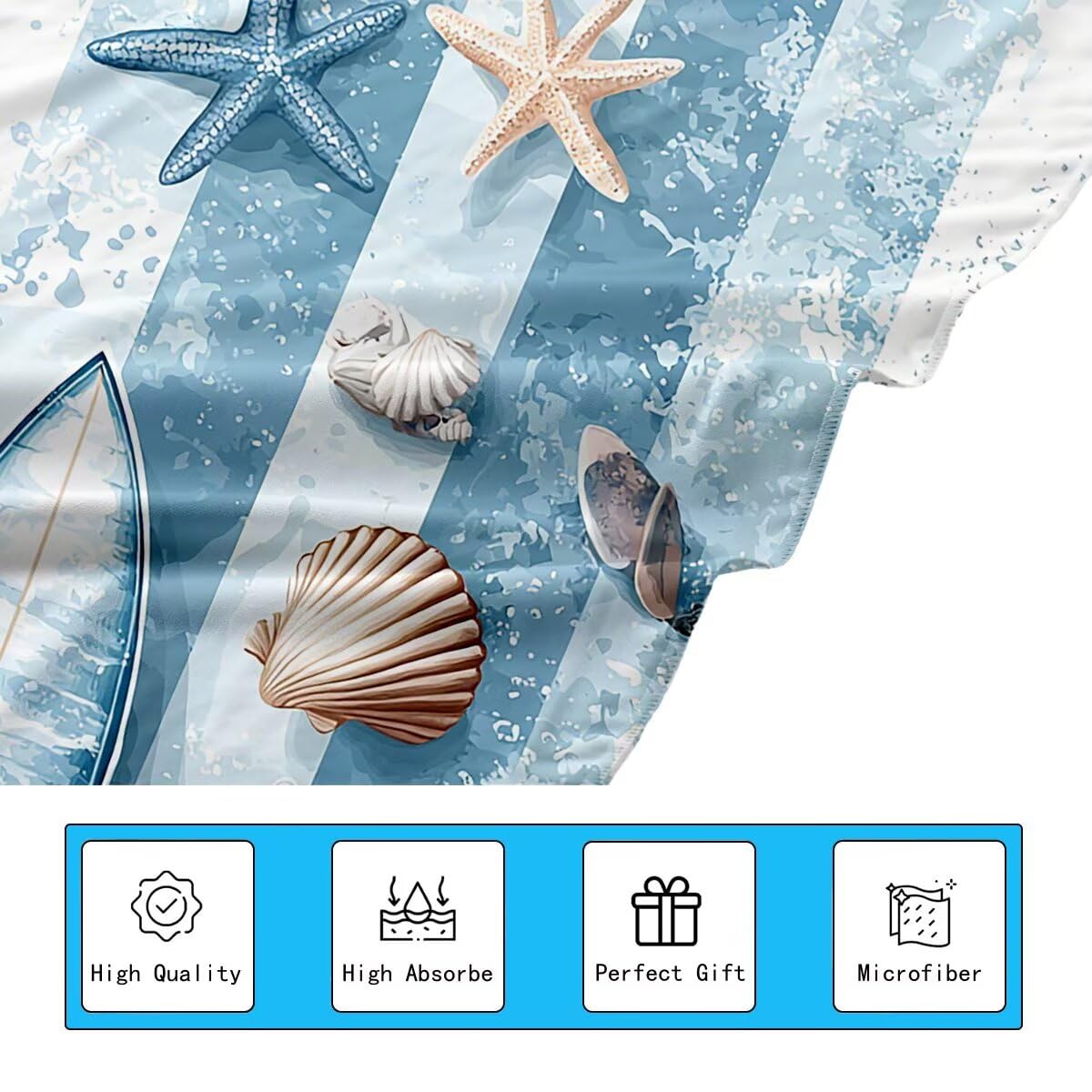Telo Mare Microfibra, Telo Mare Grande 100x200cm 2 Pezzi, Asciugamano Palestra Donna Asciugatura Rapida, Antisabbia Asciugamano Microfibra, Leggero Asciugamani Palestra, Regalo (Stella marina) -4228