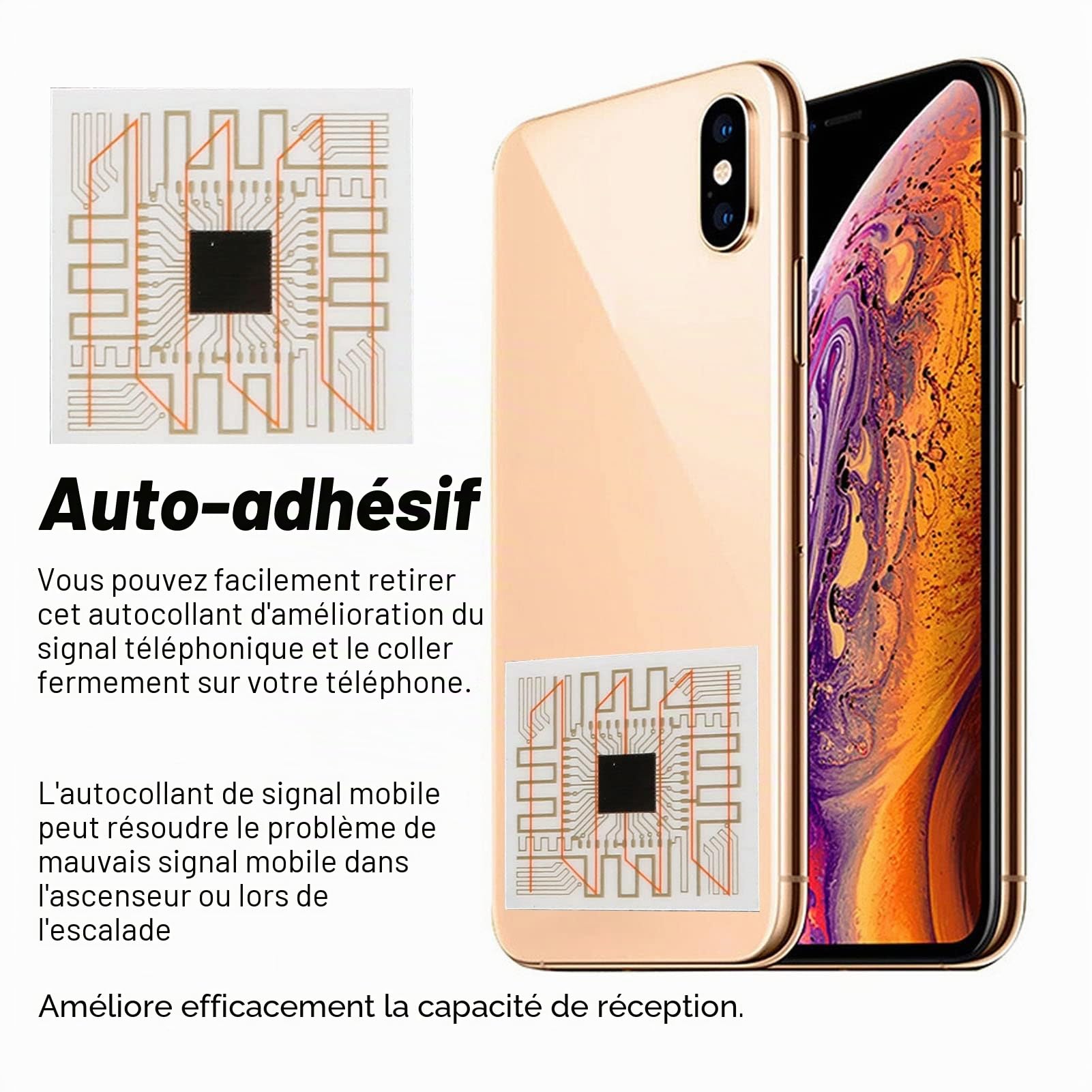 Autocollants de Signal de Téléphone Portable, Amplificateur d'antenne de Signal Améliorant Le Signal, PCB Léger Auto-adhésif 5 Pièces pour Ascenseurs pour Buzzers