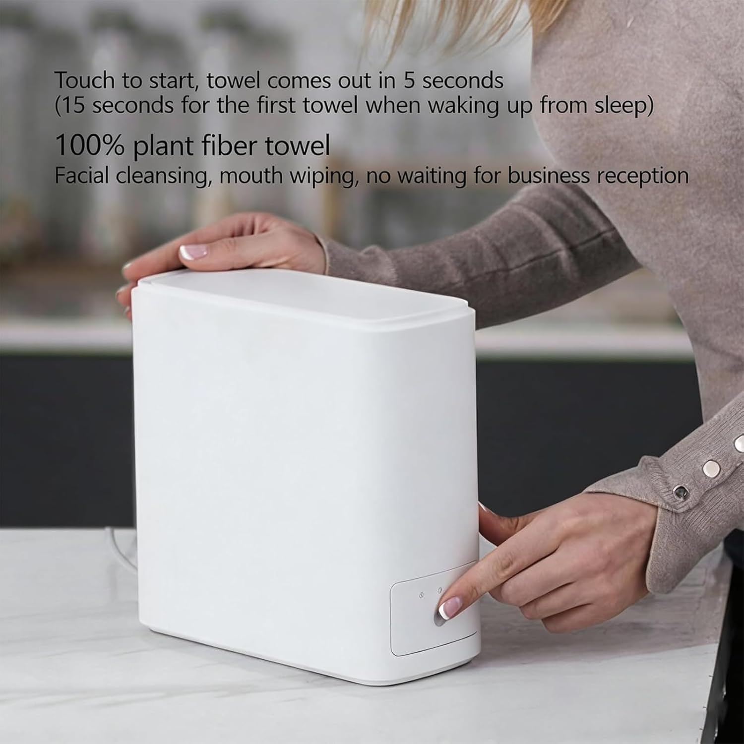 Portable Hot Face Towel Dispenser, Compressed Towel Warmer with 55°C Constant Temperature & Intelligent Sensing for Facial, Massage, Spa & Cleaning