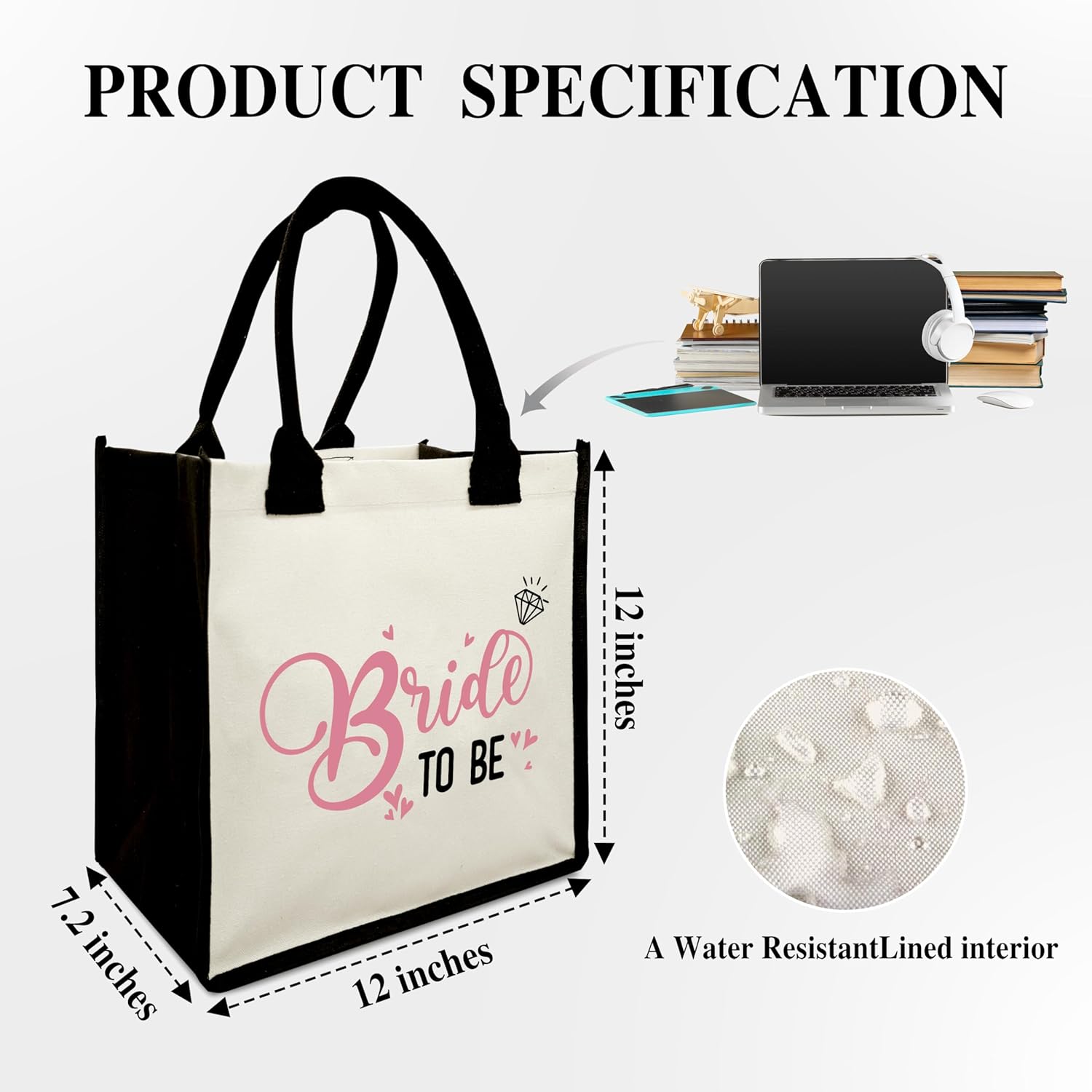 BXVRT Bride Shower Shoulder Beach Bag - Wedding Canvas Tote Bag Gifts - Image 3