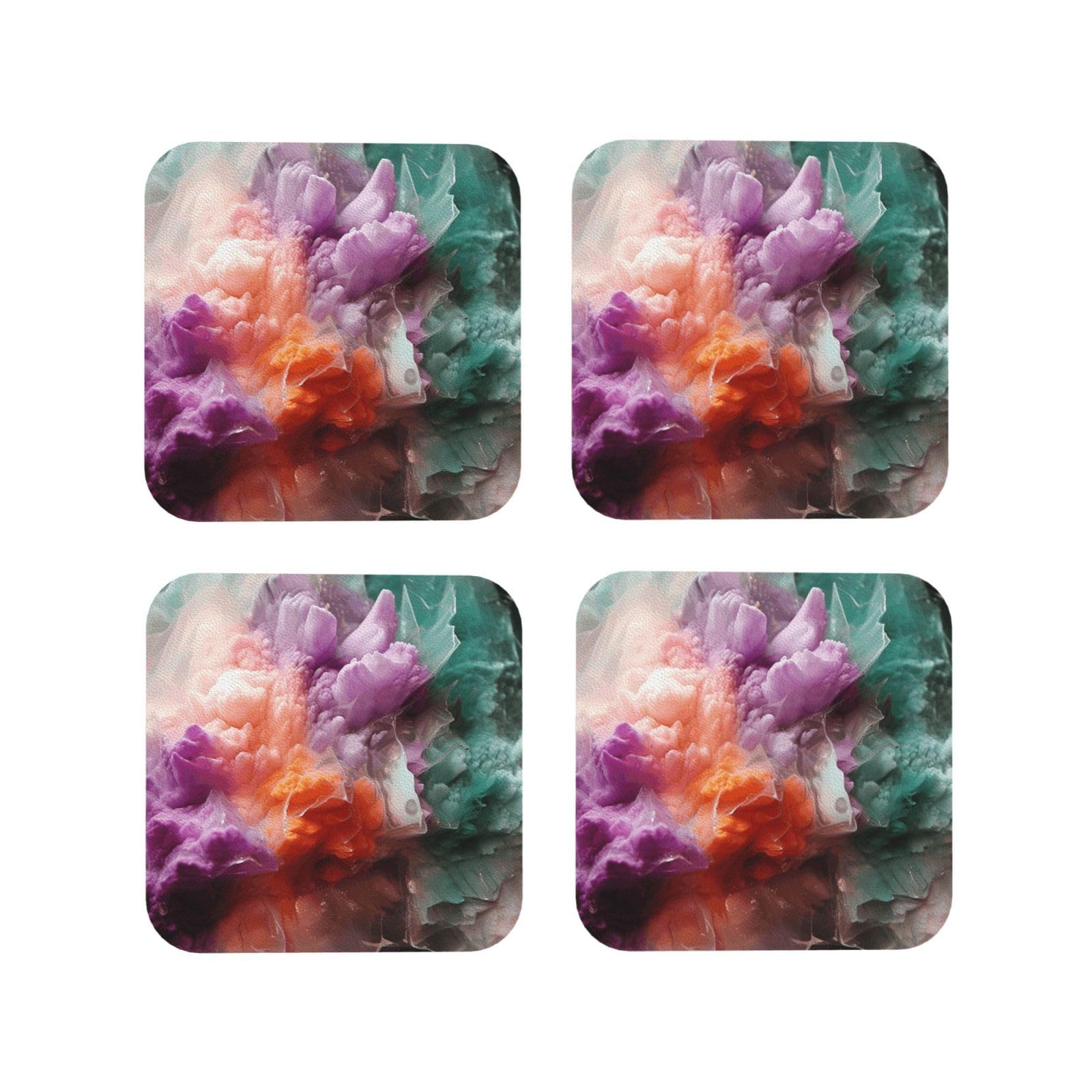 4pcs Drink Coasters for Tabletop Protection, 4" Leather Coasters for Drinks, Colorful Cup Coasters for Coffee Table Decor, Non-Slip Drinking Cup Mat for Hot Or Cold Drink