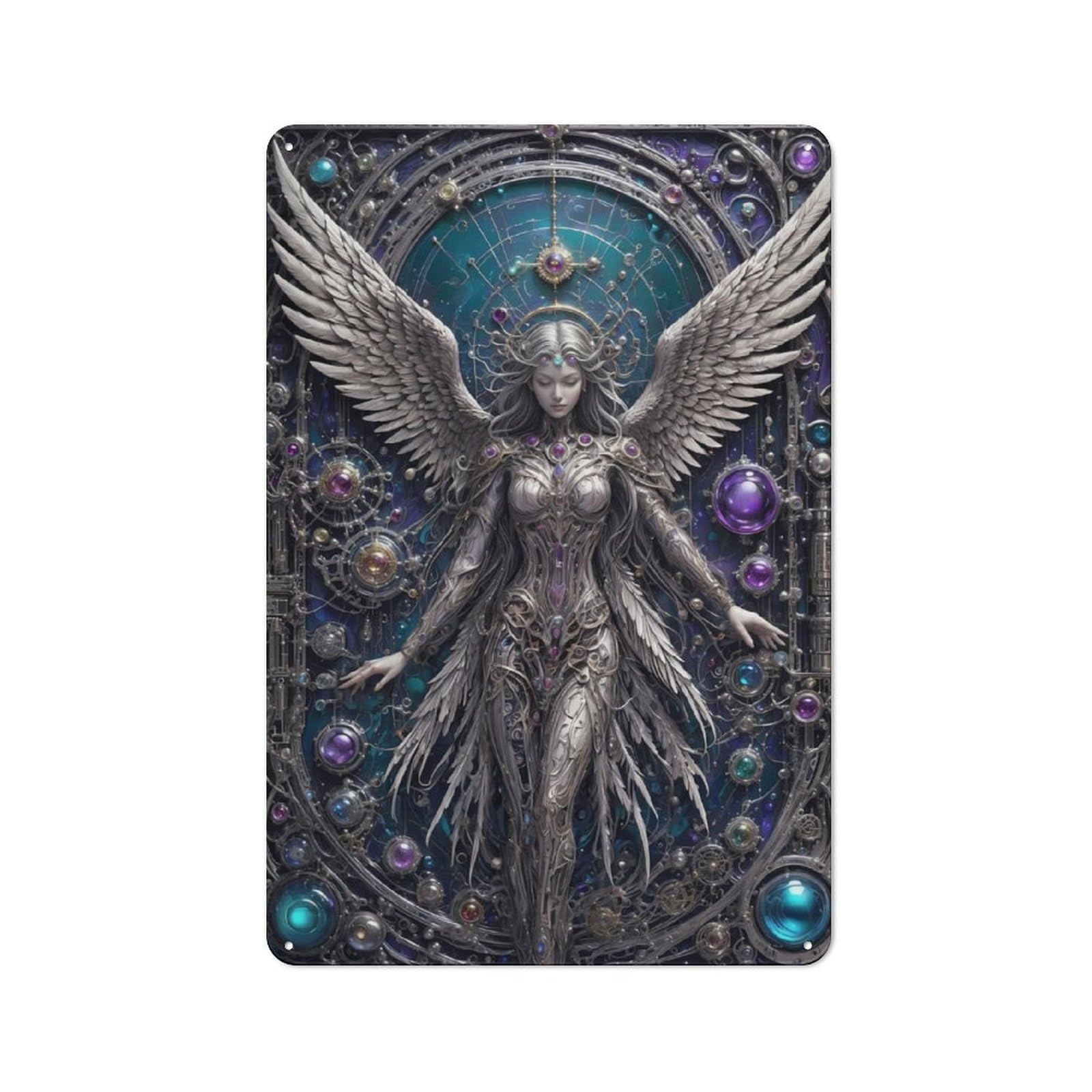Junmoney Steampunk Angel Chronicles Metal Plaque 30X20cm With For Workshop Wall, Retro Decor, For Garage, Workshop And Man Cave Decoration