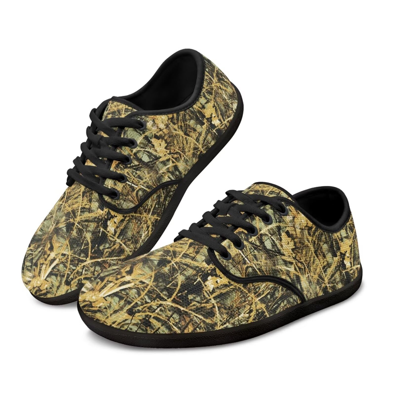 Binienty Hunting Oak Camouflage Tennis Shoes Women Men Unisex Wide Toe Barefoot Shoes Comsy Minimalist Cross-Trainer Shoes Walking for Men Women Zero Drop Sole Trail Running Shoe