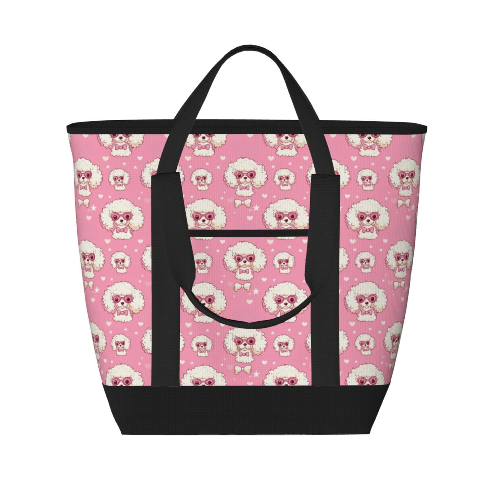 Sac de courses portable caniche mignon idéal pour le marché et les pique-niques
