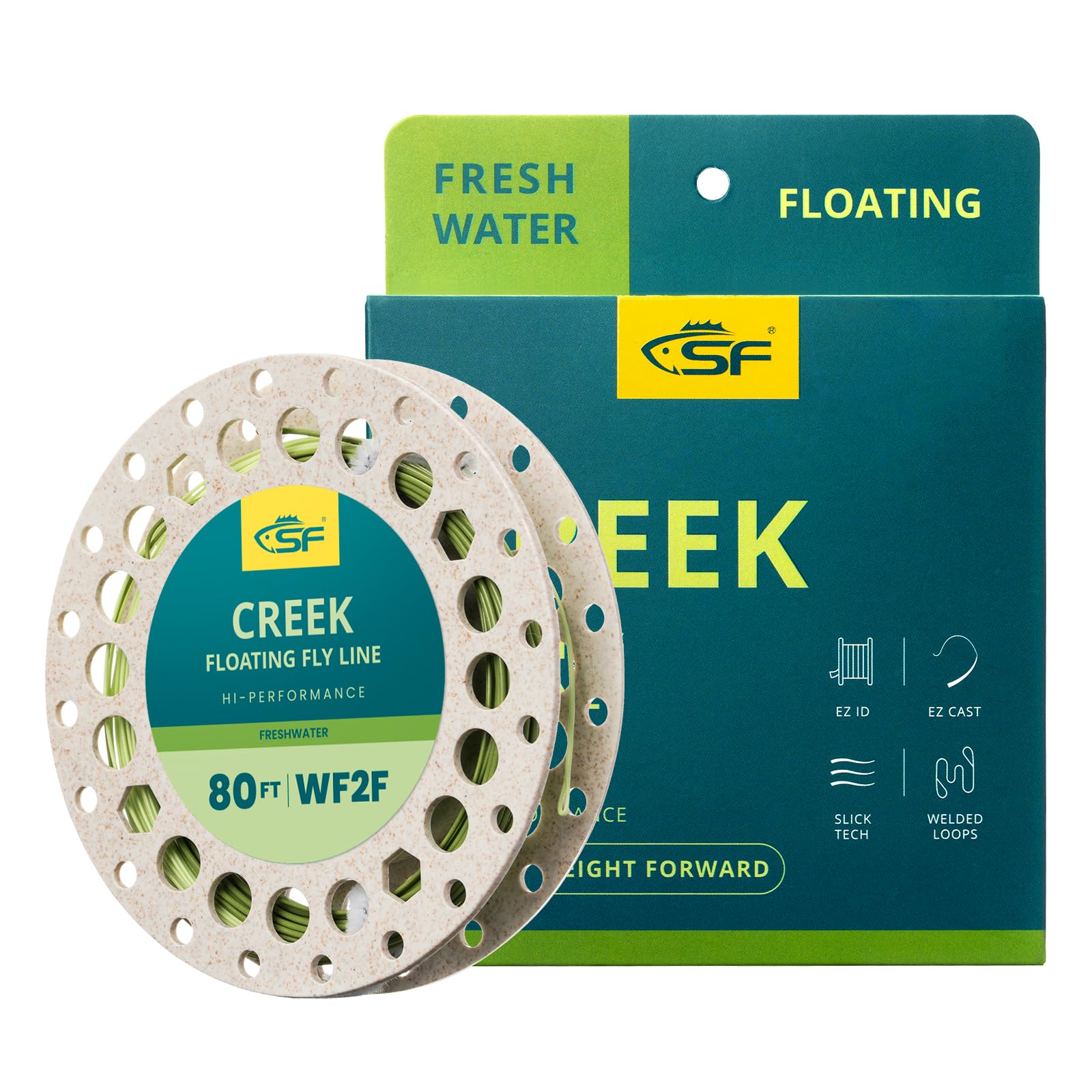 SF Floating Creek Fly Line Double Welded Loop with Spool Trout Fly Fishing Line Pale Green/Mint 80FT WF2F