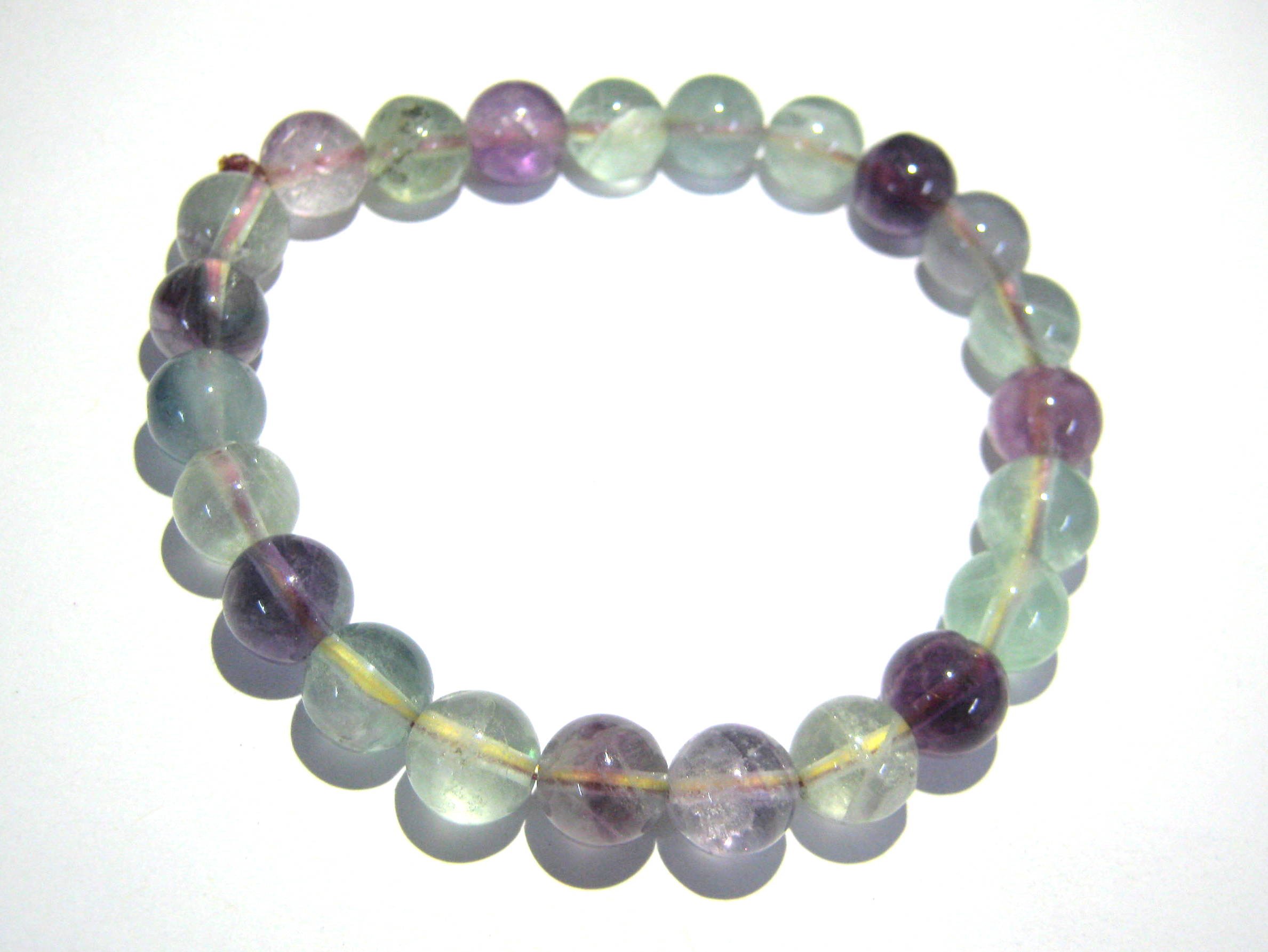 crystalmiracle PROTECTIVE 8 MM FLUORITE GEMSTONE BEADED BRACELET CRYSTAL HEALING JEWELRY ACCESSORY