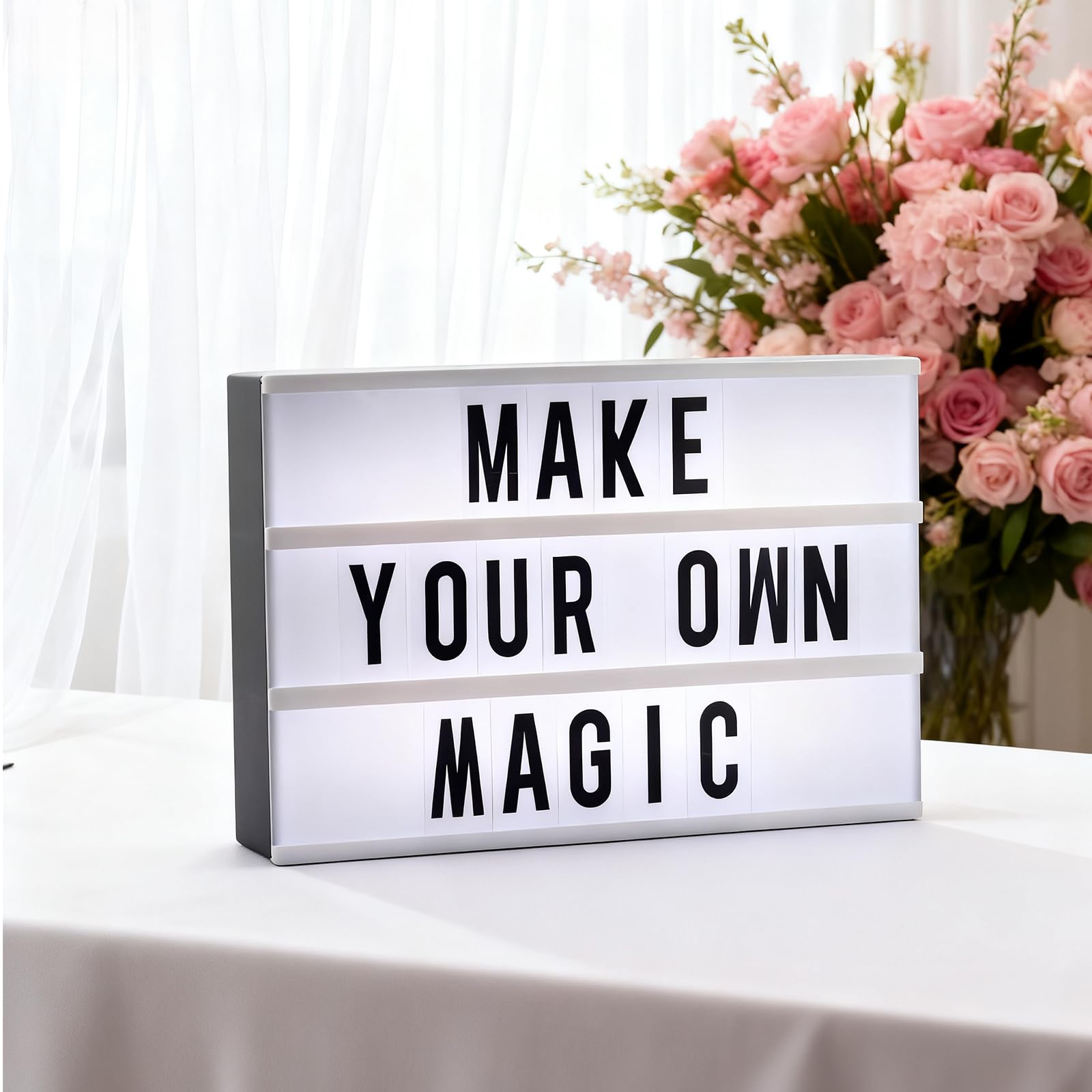 Boîte lumineuse LED avec 16 couleurs changeantes, 4 modes flash, 104 lettres + 88 emojis numérotés, 192 cartes transparentes, boîte lumineuse A5 pour filles et adolescents, mariage, fête