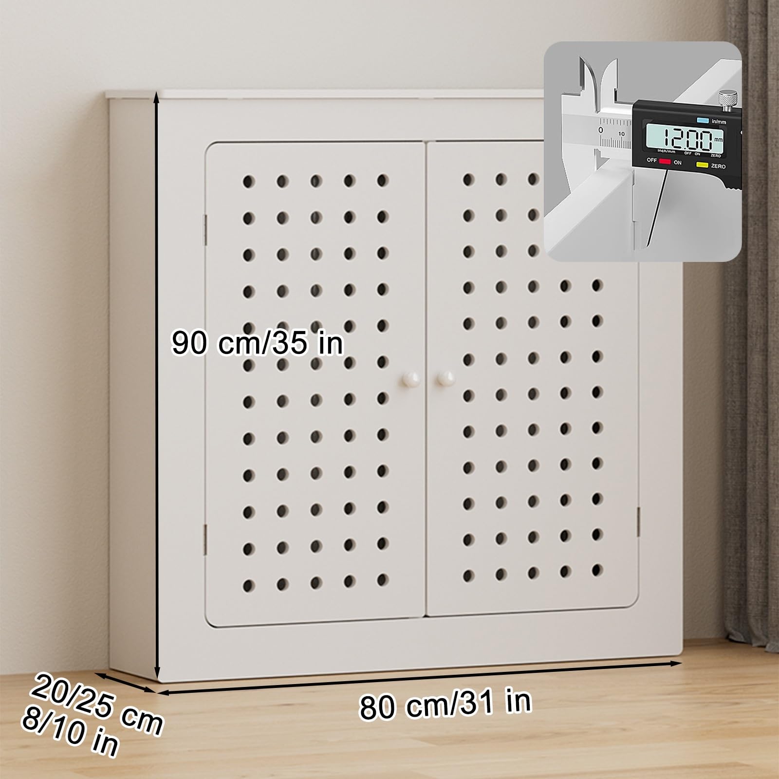 Moderno estante blanco para radiador con 2 puertas, fácil montaje, armario calefactor para sala de estar, dormitorio, baño, elegante decoración del hogar (80 x 90 x 20 cm)