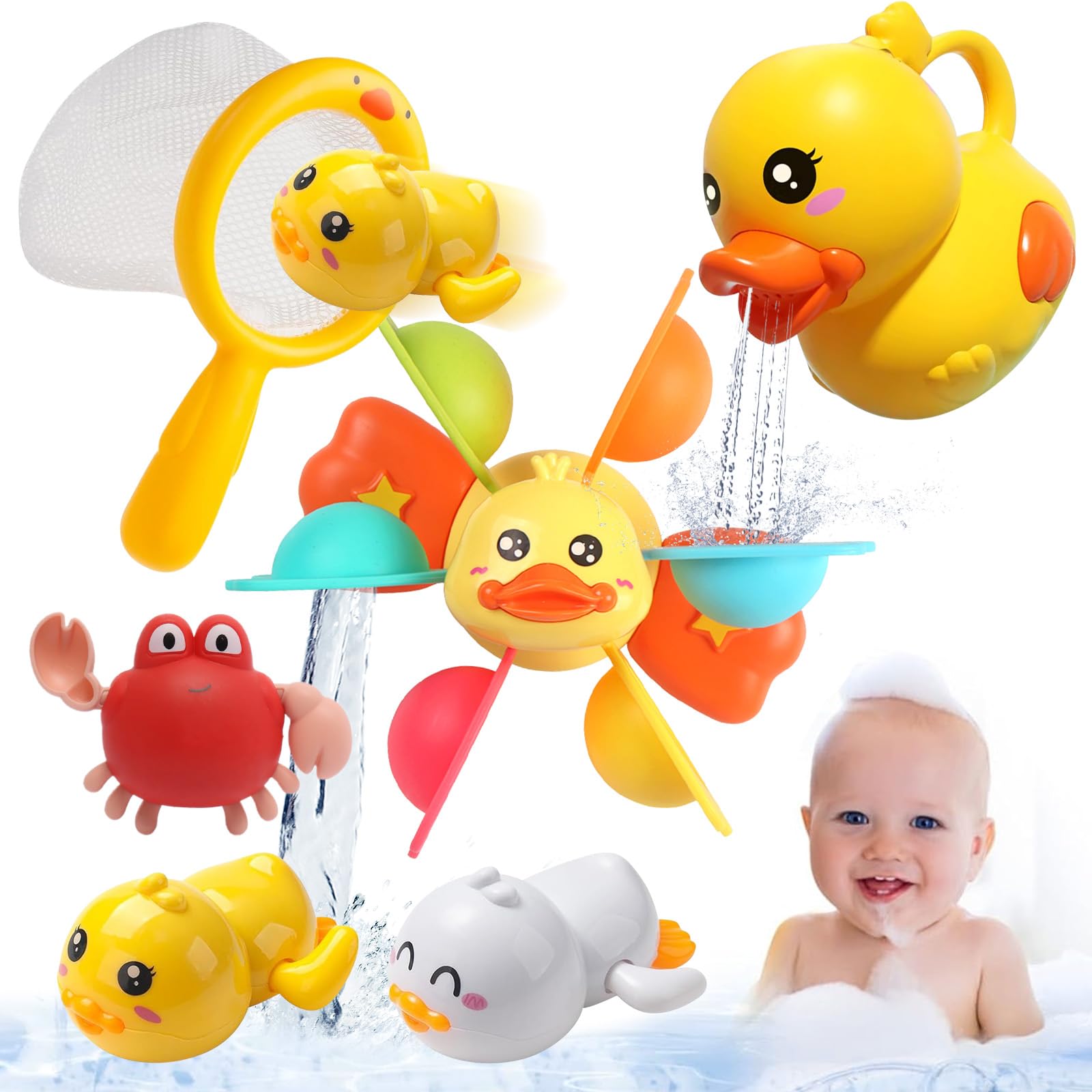 Komicea Badewannenspielzeug, Badespielzeug Baby, Wasserspielzeug Kinder, Badewannen Spielzeug Geschenk für Jungen und Mädchen Geburtstag