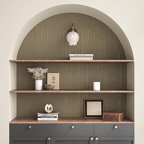 Miniatura 6 de VEELIKE Papel tapiz texturizado de tela de pasto verde claro, 15.7 x 118 pulgadas, vinilo de lino verde para dormitorio, baño, gabinete de pared