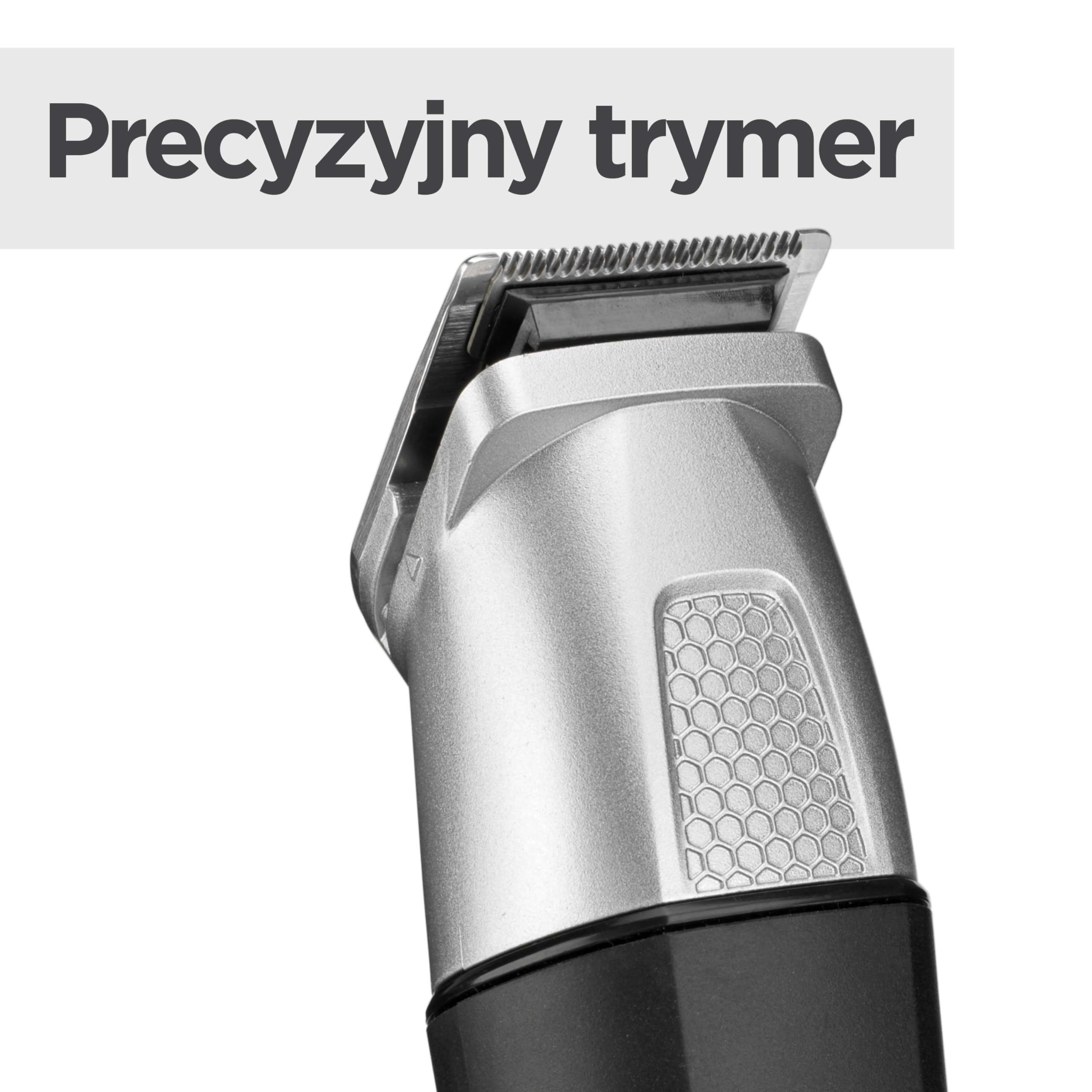 BaByliss Lithium Power 11 w 1 Multi-Trimmer - bezprzewodowy zestaw do pielęgnacji, w tym trymer do brody i trymer do nosa, wodoodporny, prezent dla mężczyzn, czarny/szary, MT812E