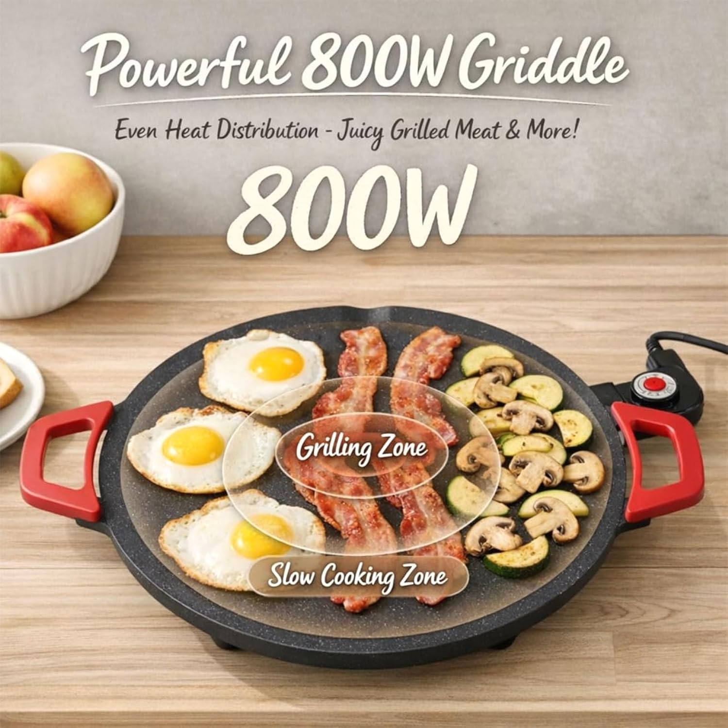 Portable Nonstick Korean BBQ Grill, 2-in-1 Compact Electric Skillet for Steaks, Pancakes & Tortillas, Easy Clean 14-Inch Indoor Smokeless Grill