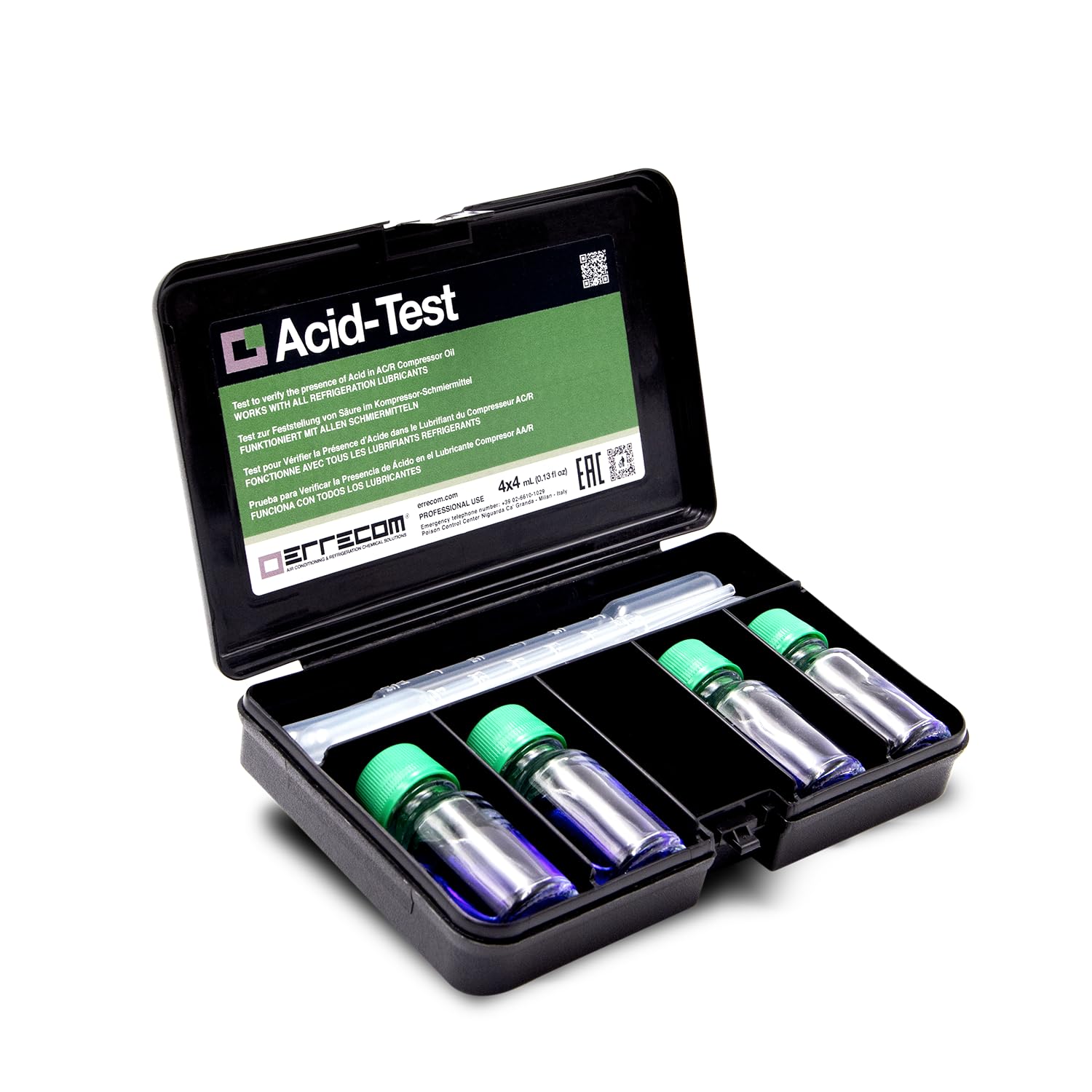 ERRECOM Acid-Test, Test para verificar la Presencia de acidez en el lubricante de climatización y refrigeración