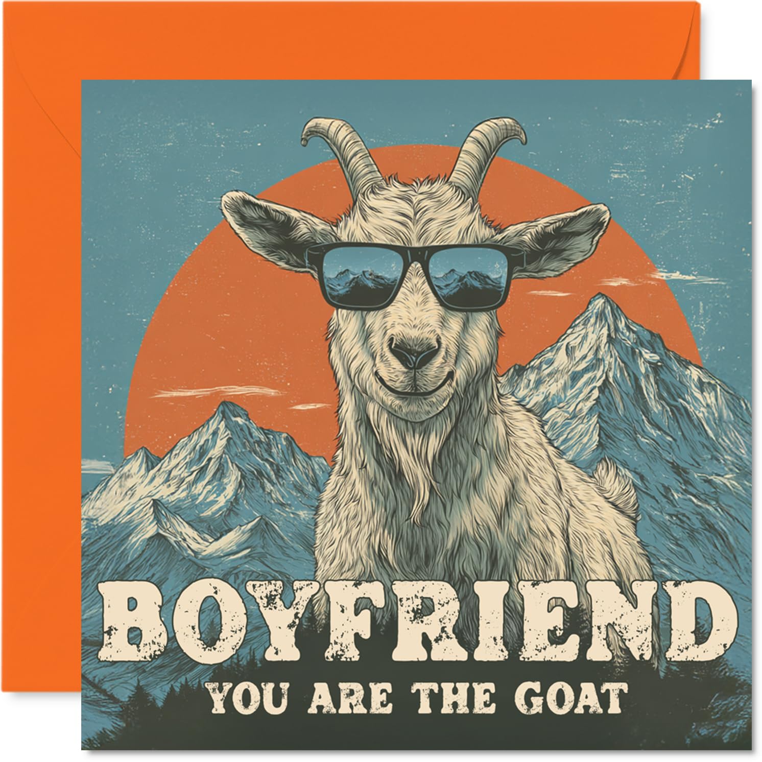 Boyfriend Birthday Card - You Are The Goat - Happy Birthday Card for Boyfriend from Girlfriend Partner, 145mm Funny Animal Bday Greeting Cards