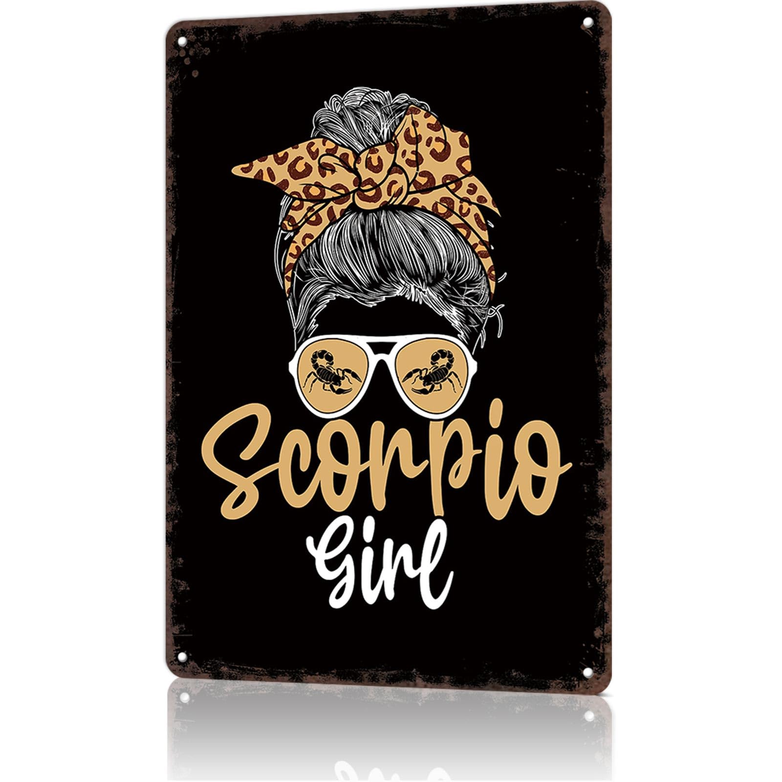 KWQDOZF Vintage Metal Signs Scorpio Girl Zodiac Sign Funny Tin Sign Poster Wall Art For Home Room Bedroom Office Decor 8x12inch