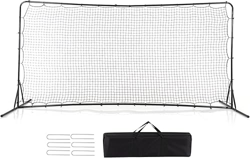 Miniatura 9 de Goplus Red de rebote de fútbol, equipo de entrenamiento de fútbol de 12 pies x 6 pies con bolsa de transporte portátil, pared de rebote de voleibol