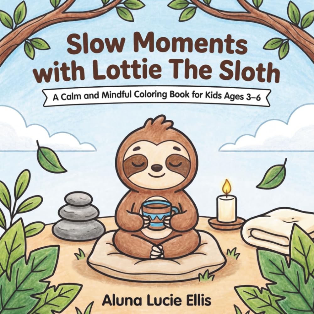 Slow Moments with Lottie The Sloth: A Calm and Mindful Coloring Book for Kids Ages 3-6