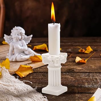 Saihisday 5Pcs Mini Roman Pillar Greek Columns, Christmas Decorations, Greek Statues Decor, Resin Artistic Ornament for Wedding Table, 1.29 L x 1.29 W x 2.55 H (White)