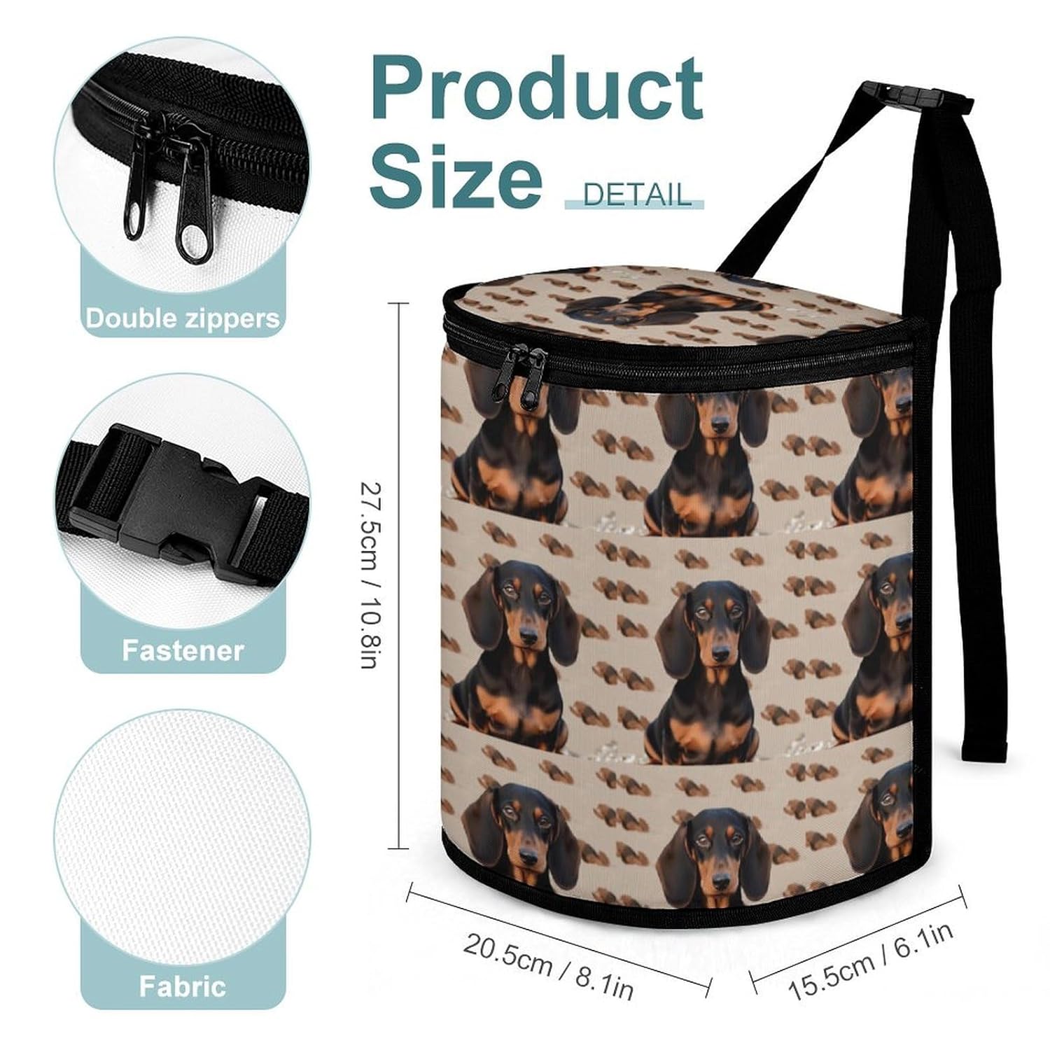 Hanging Car Trash Bag Dachshund Dog Printed Car Garbage Storage Bag Leakproof Car Trash Can Portable Garbage Storage Bags